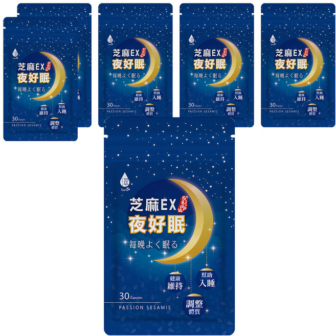 Tsuie 日濢 芝麻EX夜好眠膠囊, 500mg, 30顆, 6包