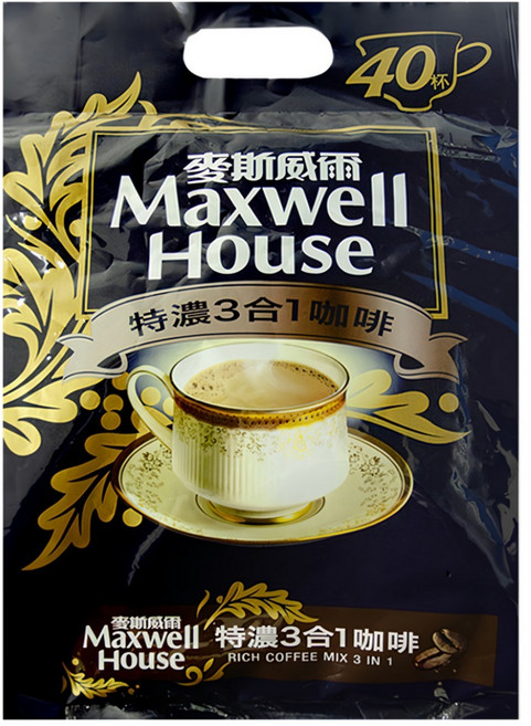 Maxwell House 麥斯威爾 特濃三合一咖啡, 13g, 40包, 1袋