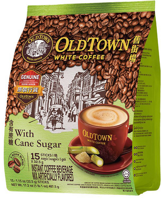 OLDTOWN WHITE COFFEE 舊街場白咖啡 3合1天然蔗糖白咖啡, 32.5g, 15條, 1袋