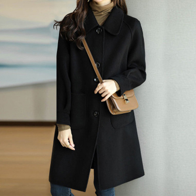 루나걸 여성용 크로빈 포켓 모직 코트