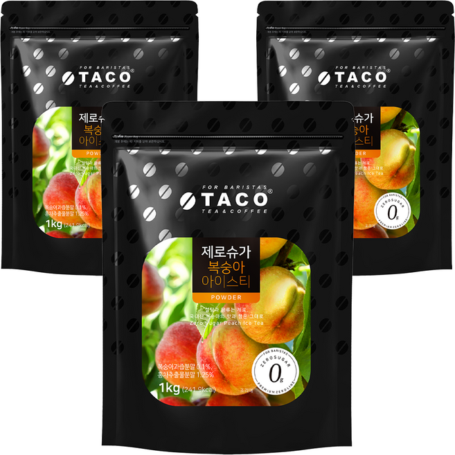 타코 제로슈가 복숭아 아이스티, 1kg, 3개