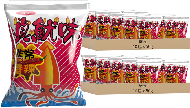 華元 真魷味 非常香辣口味, 50g, 20包