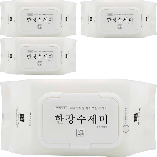 살림비책 일회용 뽑아쓰는 세제일체형 한장수세미, 40개입, 4개