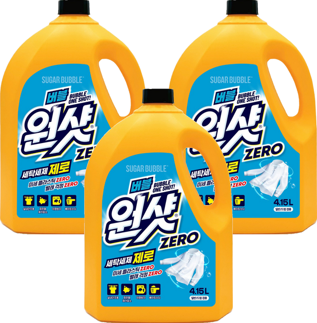 슈가버블 버블원샷 세탁세제 제로 실내건조, 4.15L, 3개