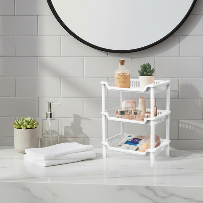 MF스토어 조립식 멀티 퍼포스 선반 기본형, 화이트, 3단