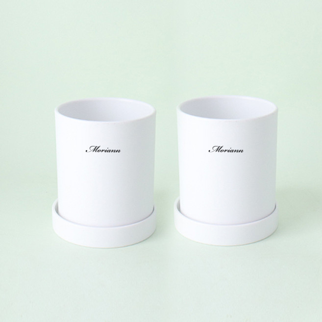 모리앤 순수 원형화분 + 받침 세트, 화이트, 2세트