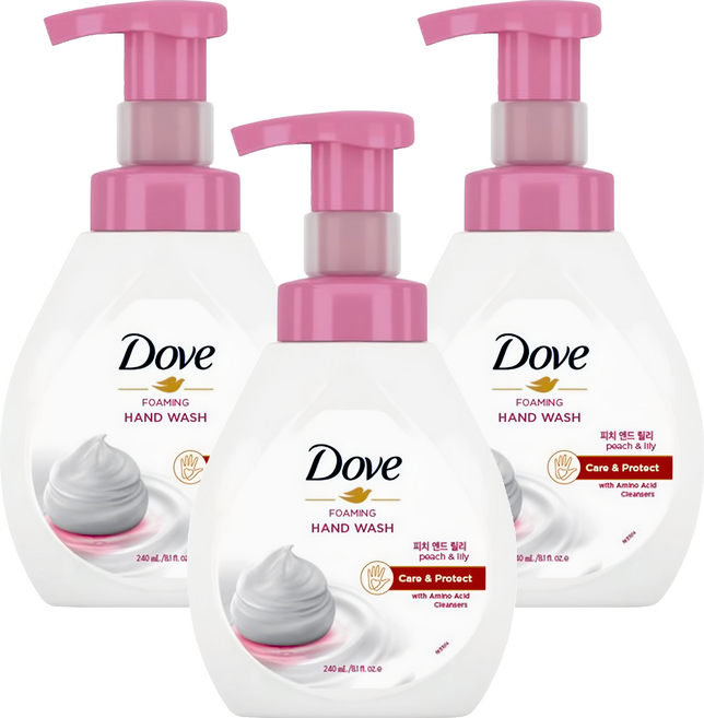 도브 포밍 핸드워시 피치 앤드 릴리, 240ml, 3개