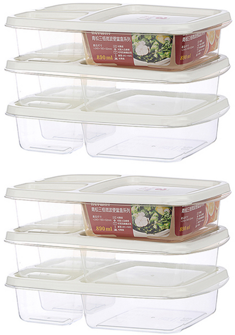 KEYWAY 聯府 青松三格微波便當盒 24 x 16 x 5.2cm 890ml 3個, 2組