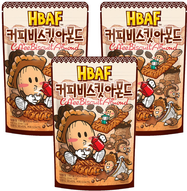 바프 커피비스킷 아몬드, 190g, 3개