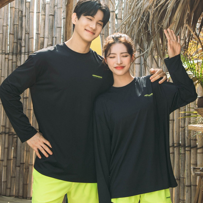 헤링본 루즈핏 긴팔 래쉬가드 상의 RE325