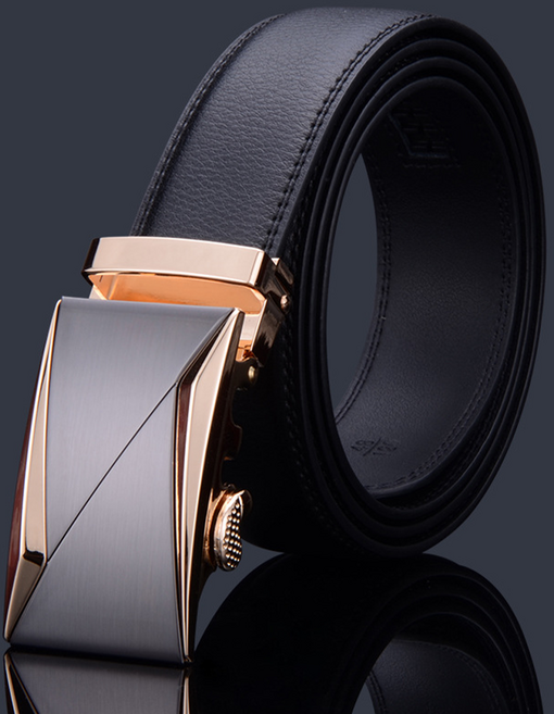 本革職人 真皮男仕時尚商務精選系列 交錯雙邊菱格款免鑽孔伸縮自動扣皮帶