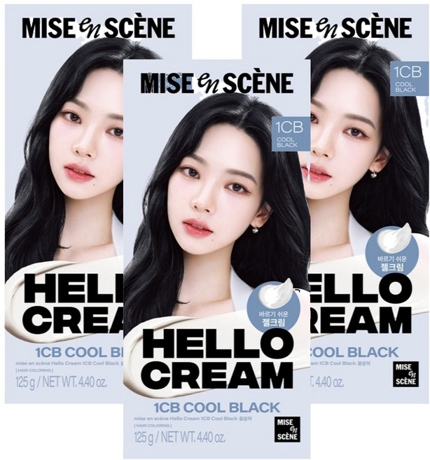mise en scene 魅尚萱 Hello Cream染髮霜, 1CB(冷光酷黑), 3盒