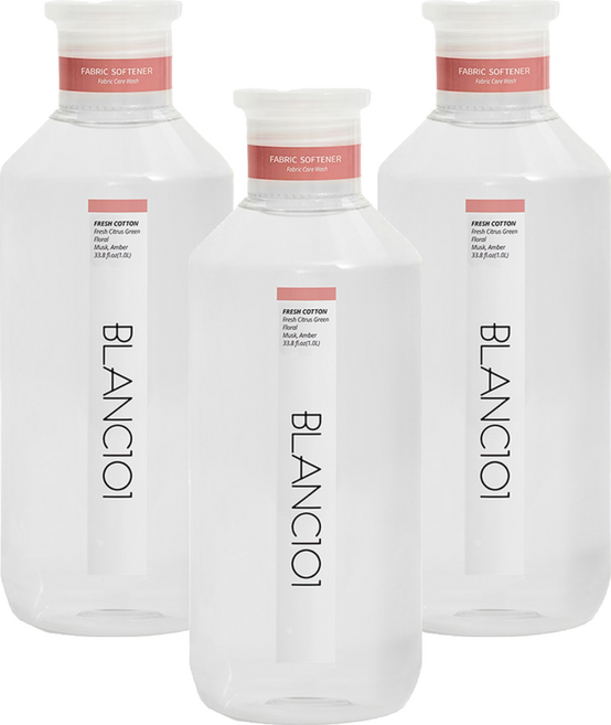 블랑101 섬유유연제 프레시코튼 본품, 1L, 3개