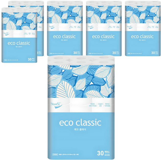 브론디 에코클래식 2겹 화장지, 40m, 30롤, 6세트