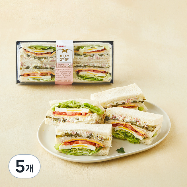 쉐푸드 BELT(베이컨 에그 양상추 토마토) 샌드위치, 488g, 5개