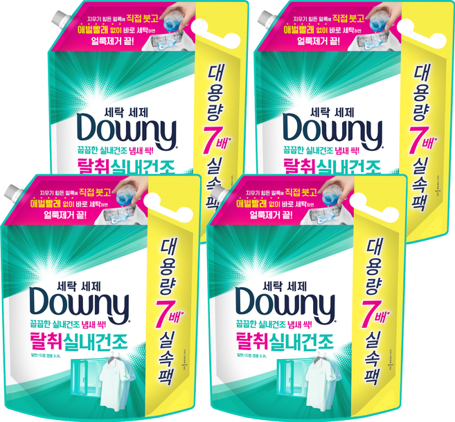 다우니 프리미엄 세탁세제 탈취 실내건조 액상세제 리필, 3.2L, 4개