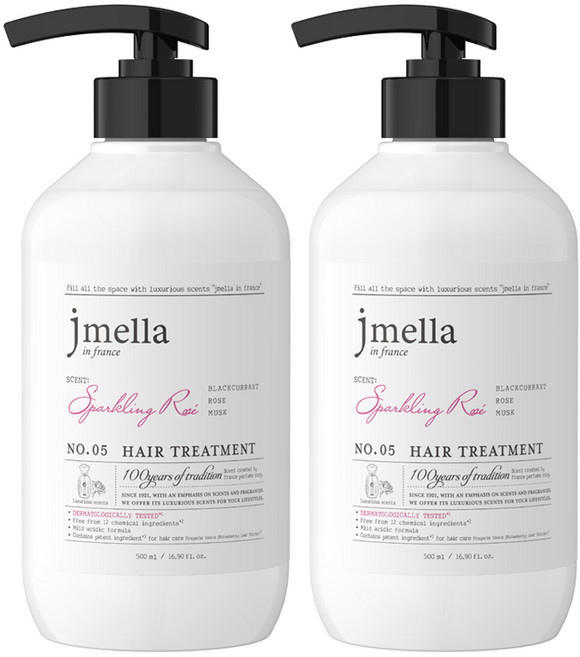제이멜라 인 프랑스 스파클링 로제 헤어 트리트먼트 프루티 로즈향, 2개, 500ml