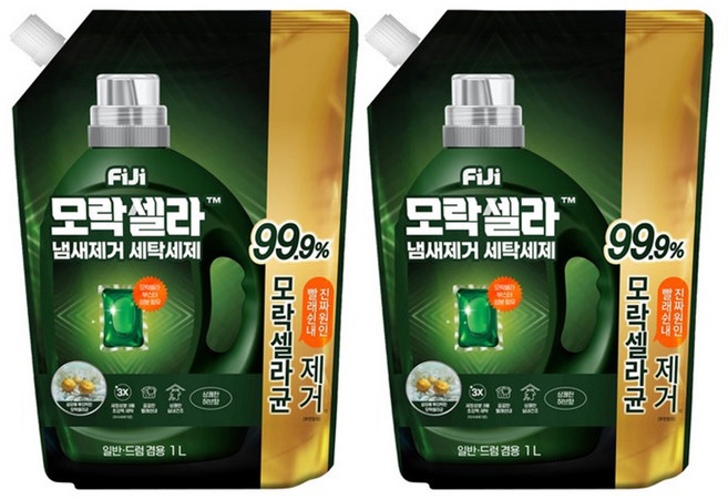 피지 모락셀라 냄새제거 상쾌한 허브향 액상세제 리필, 1L, 1개입, 2개