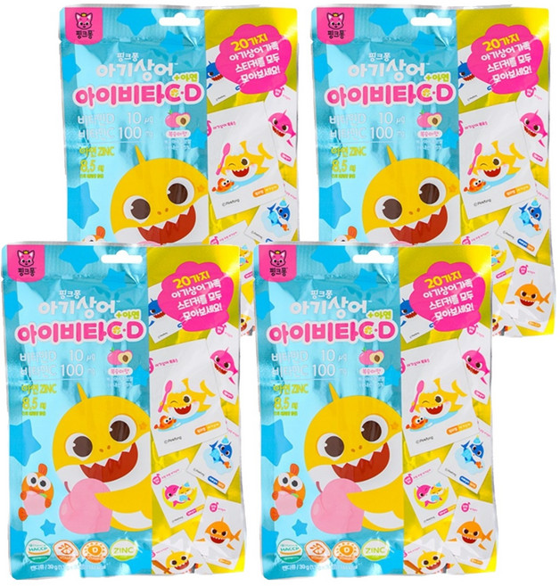 핑크퐁 아이비타C D 아연 39g, 30정, 4개