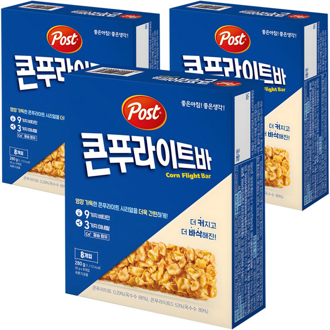 포스트 콘푸라이트바 8p, 280g, 3개