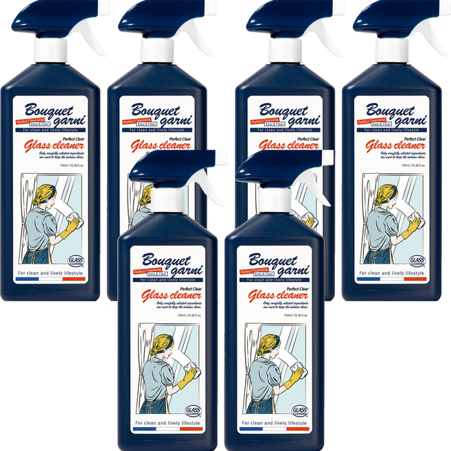 부케가르니 퍼펙트 클리어 유리 세정제, 750ml, 6개