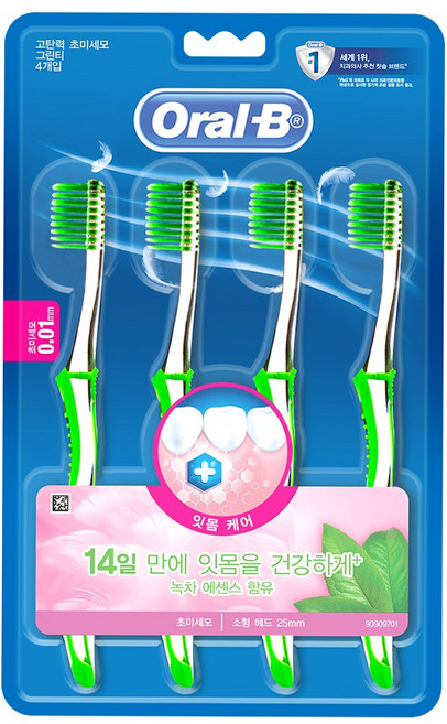 오랄비 고탄력 초미세모 그린티 칫솔, 4개입, 1개