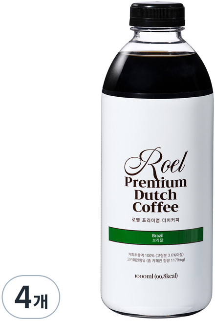 로엘 더치커피 콜드브루 원액 브라질, 1L, 1개입, 4개