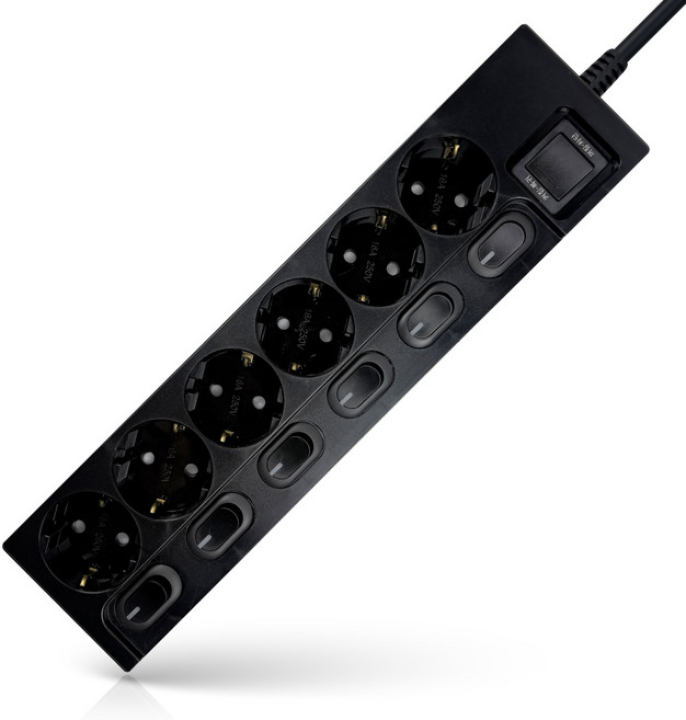 원스탑 이동형 멀티 콘센트 6구, 1.5m, 올블랙, 1개