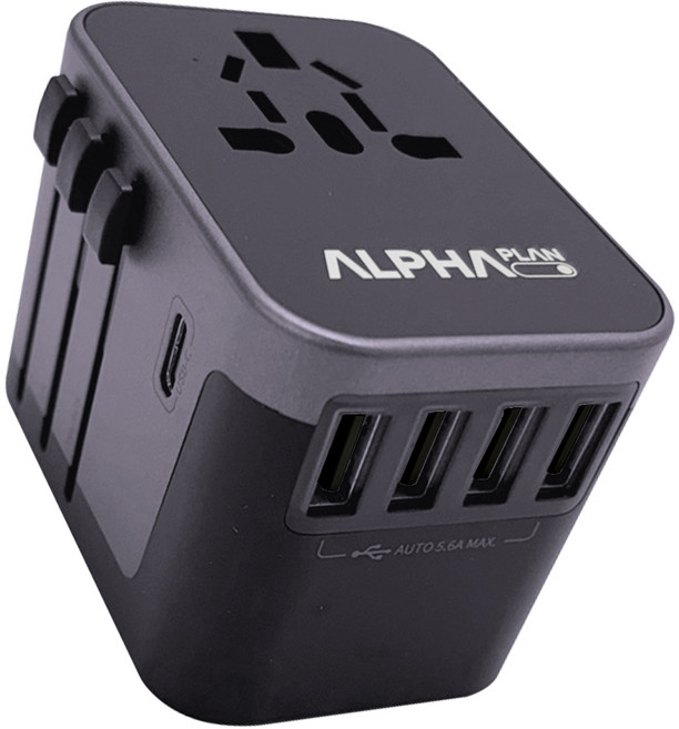 알파플랜 28W 해외 여행용 멀티어댑터 블랙 JY-305B, 1개