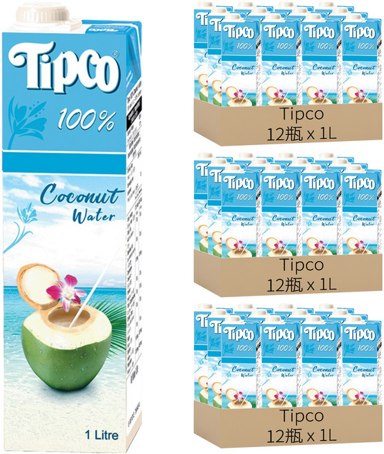 Tipco 100%椰子水, 1L, 36瓶