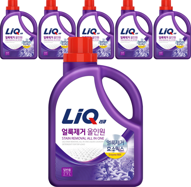 리큐 얼룩제거 올인원 액상세제 일반용 본품, 2.7L, 6개