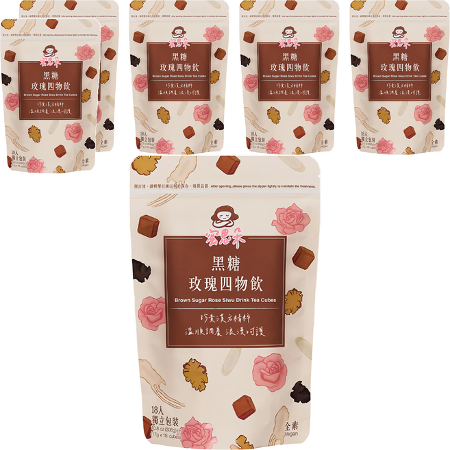 蜜思朵 黑糖玫瑰四物飲 獨立包裝 方便攜帶, 17g, 18個, 6袋