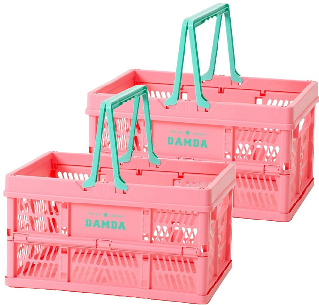 이소품 담다 접이식 바스켓, 핑크, 2개