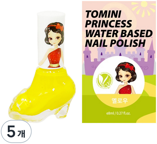 투미니 프린세스 수성 매니큐어, 옐로우, 5개