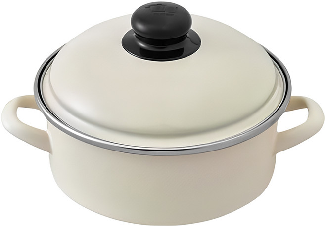 ELO Cream Harmony IH 電磁爐琺瑯雙耳鍋, 1個, 象牙白, 18cm