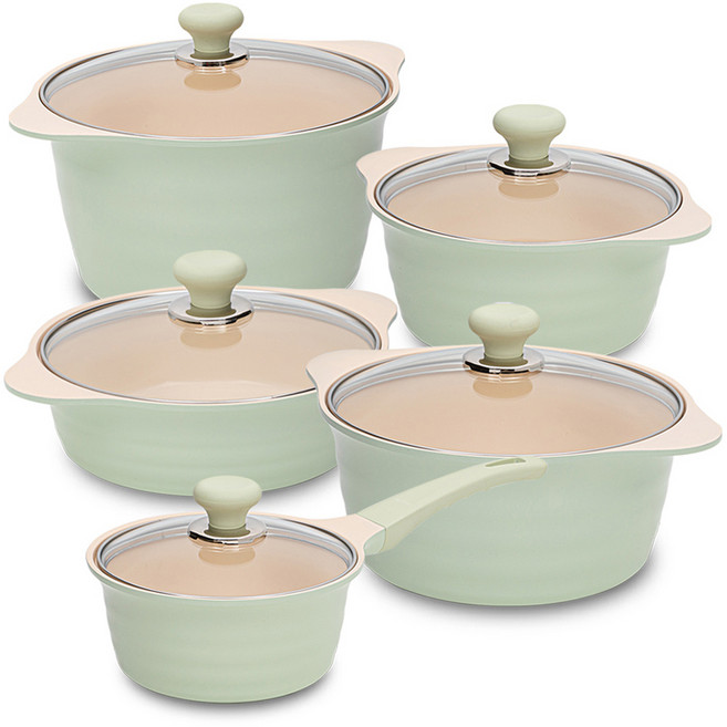 드림셰프 OSLO 인덕션 허브 냄비세트 5종, 혼합색상, 편수냄비 18cm + 양수냄비 20cm + 양수냄비 24cm + 전골냄비 22cm + 곰솥냄비 26cm