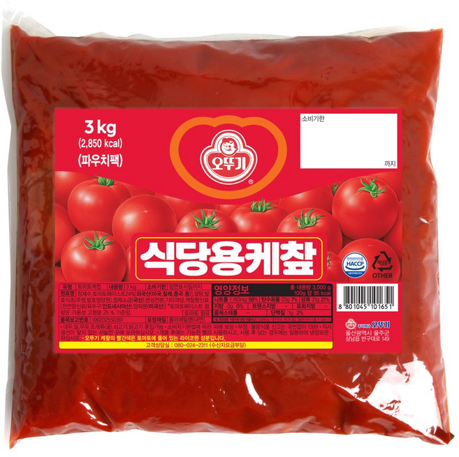 오뚜기 식당용 케찹 파우치, 3kg, 1개