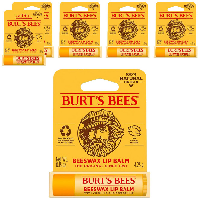 버츠비 모이스춰라이징 립밤, 단일 색상/비즈왁스(페퍼민트), 4.25g, 6개
