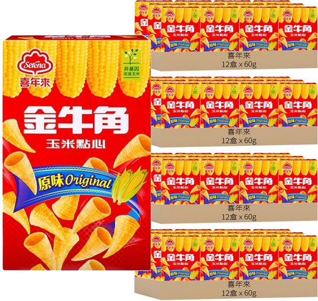 喜年來 金牛角 玉米點心 原味, 60g, 48盒