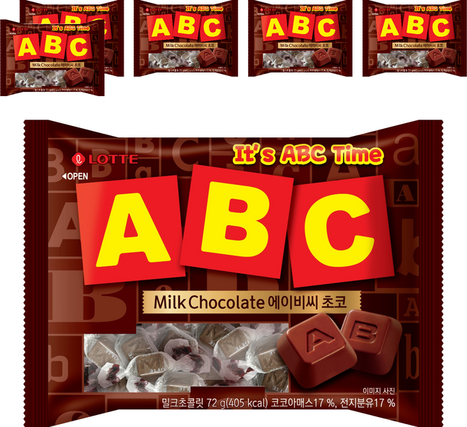 롯데웰푸드 에이비씨 초콜릿, 72g, 6개