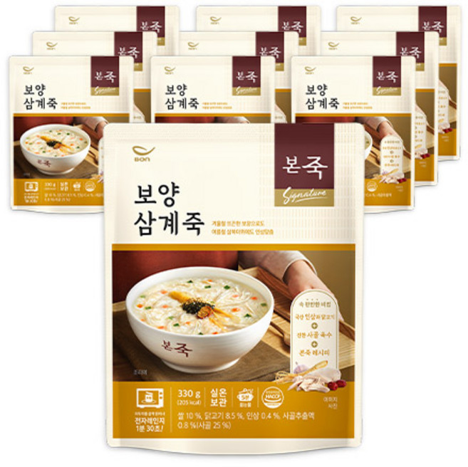 본죽 데워서 바로 먹는 보양삼계죽, 330g, 10개