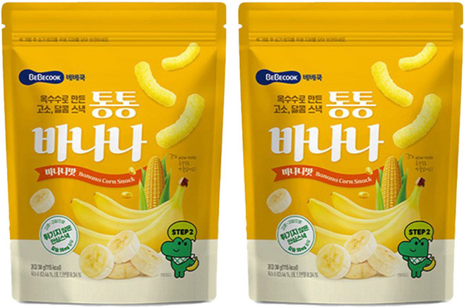 베베쿡 유아용 통통바나나, 바나나, 30g, 2개
