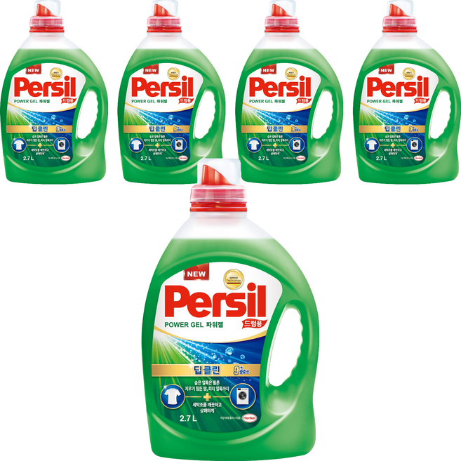 퍼실 파워젤 플러스 드럼용 액상세제 본품, 2.7L, 1개입, 5개