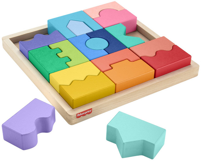 fisher-price 費雪 益智拼圖木製玩具 HXT95, 1個, 混合色
