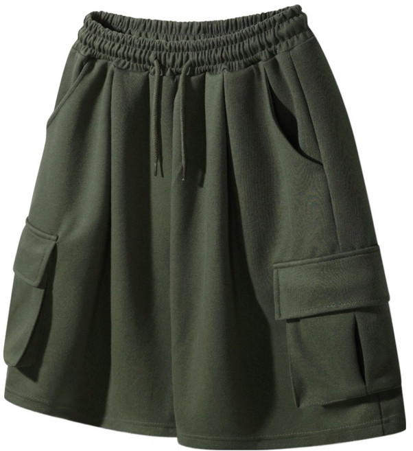 앨빈클로 남녀공용 원턱 카고 와이드 밴딩 반바지 PAN2516