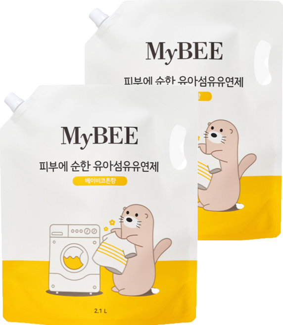 마이비 피부에순한 유아 섬유유연제 베이비코튼향 리필, 2.1L, 2개