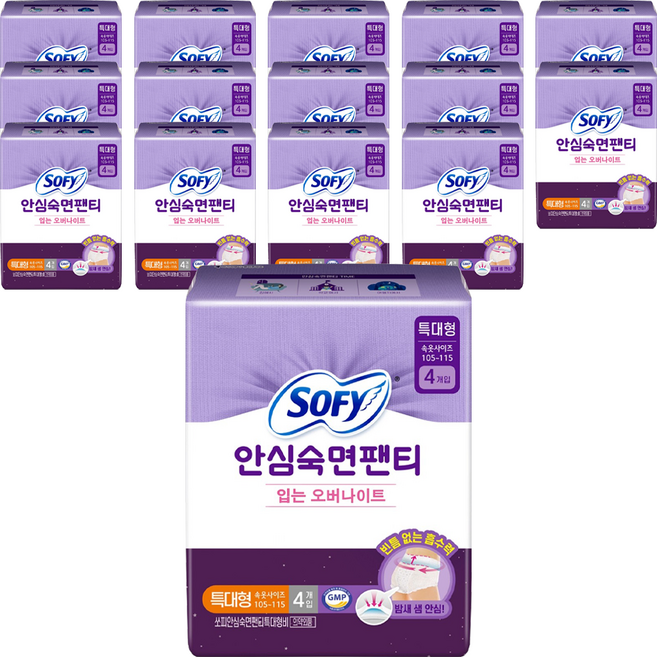 쏘피 안심숙면팬티 입는 오버나이트, 특대형, 4개입, 15개