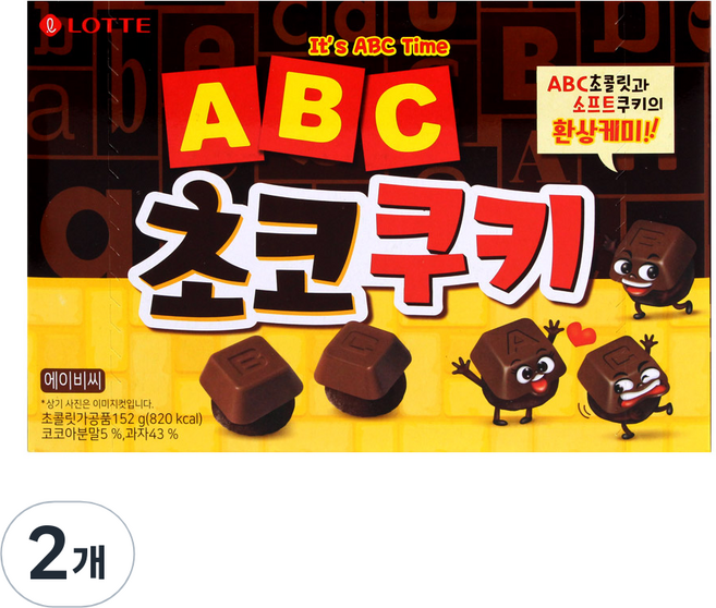 롯데웰푸드 ABC초코쿠키, 152g, 2개