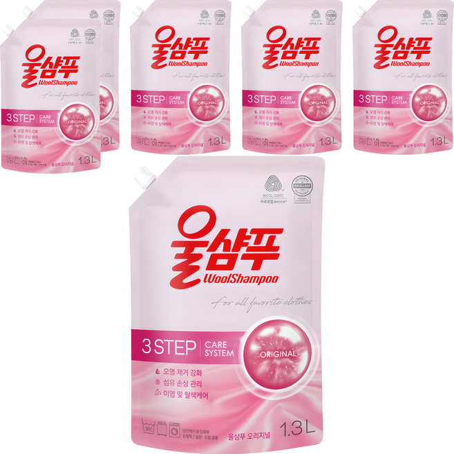 울샴푸 오리지널 리필, 1.3L, 6개