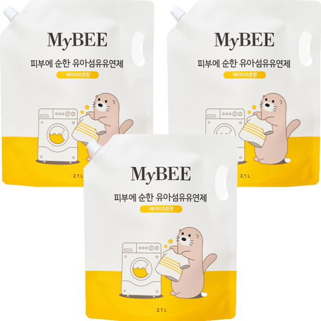 마이비 피부에순한 유아 섬유유연제 베이비코튼향 리필, 2.1L, 3개